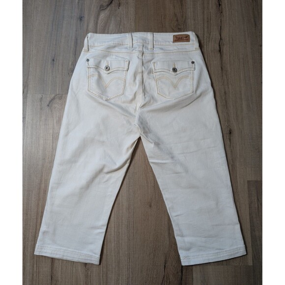 Levi's Capri Jeans Size 6 Straight Leg Off White Cream Stretch Flap Pockets - Picture 2 of 12